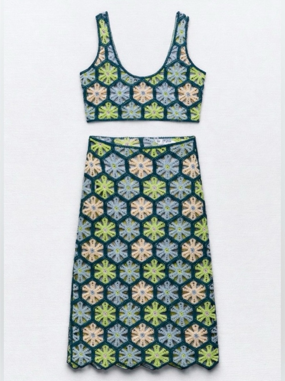 Zara 2-Piece Floral Crochet Set, New Without Tags, Size Medium